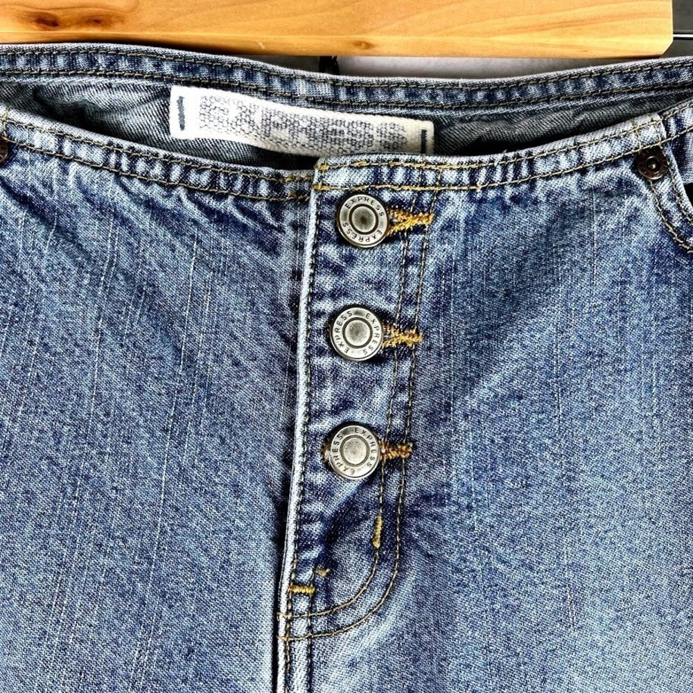 Y2K 90s Express Hipster Flared Jeans Women's 13/14L Button Fly Blue Denim Hippie - Picture 4 of 8